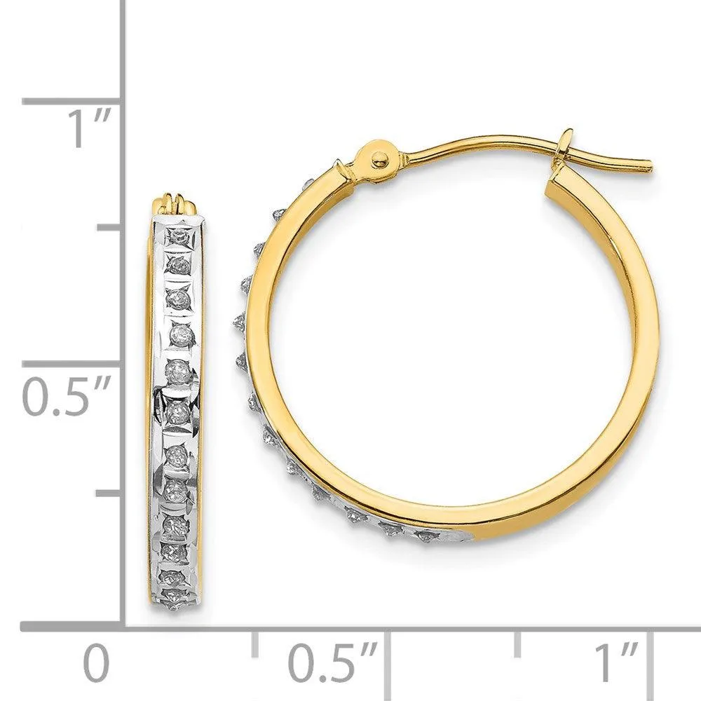 14k Diamond Fascination Round Hinged Hoop Earrings