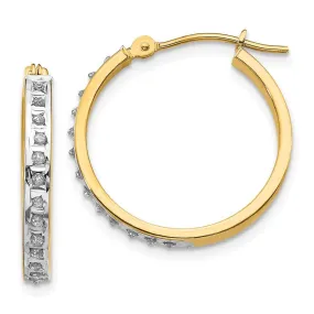 14k Diamond Fascination Round Hinged Hoop Earrings