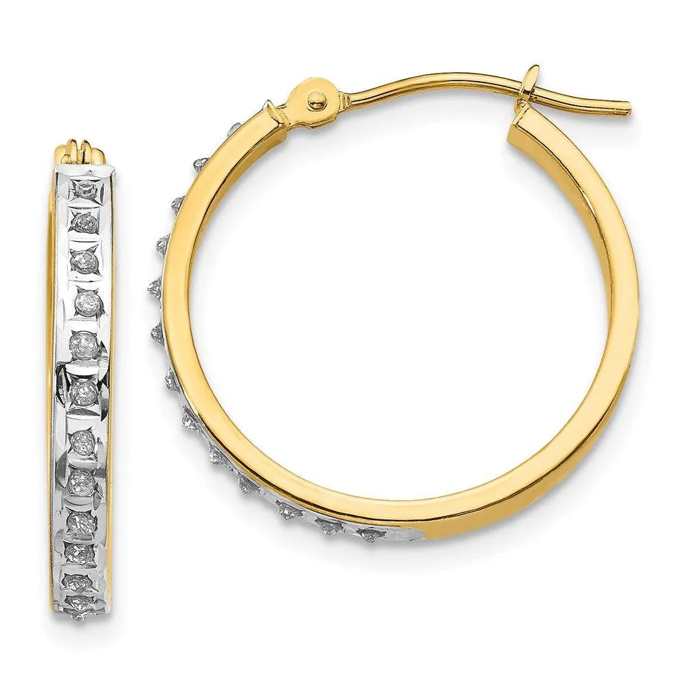 14k Diamond Fascination Round Hinged Hoop Earrings