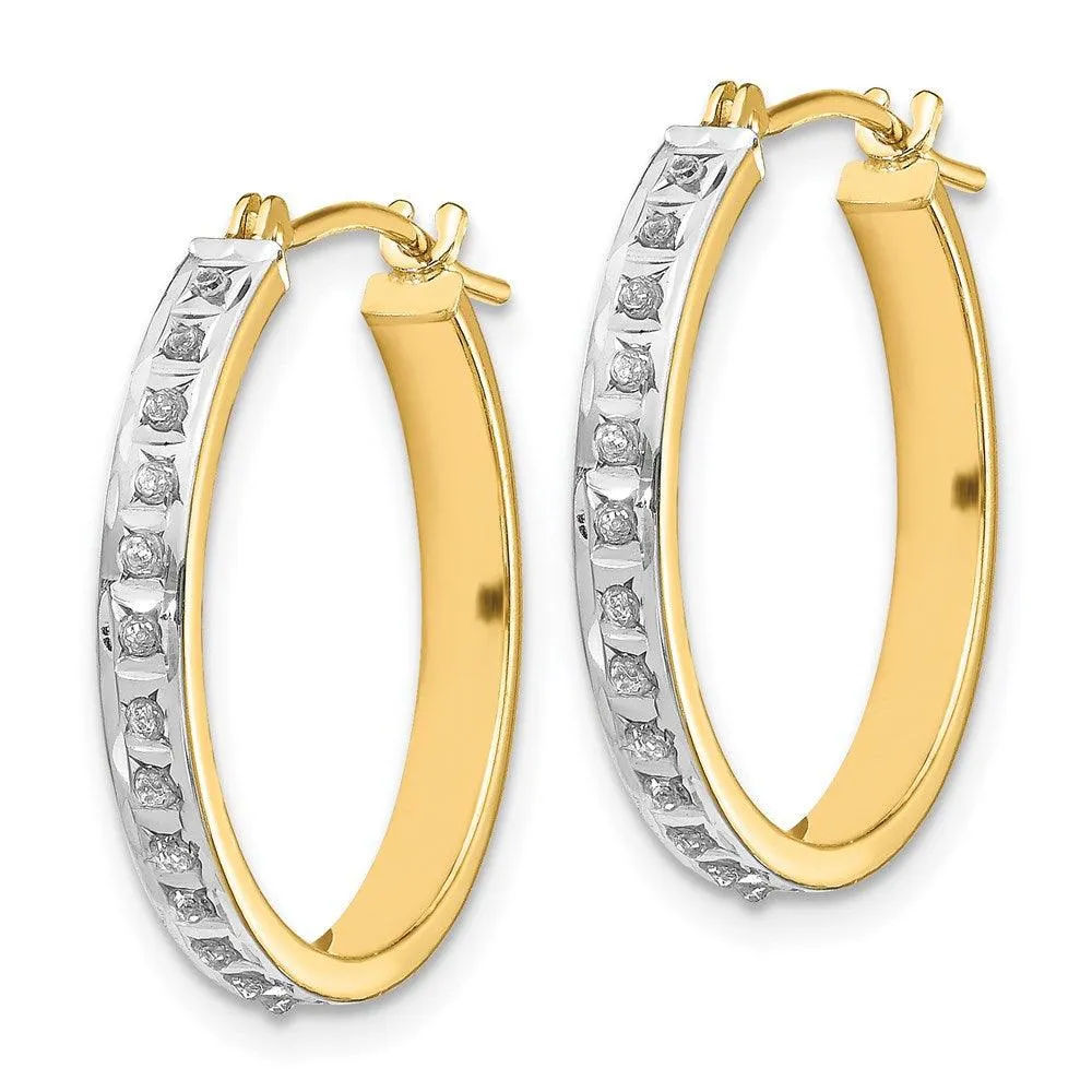 14k Diamond Fascination Round Hinged Hoop Earrings