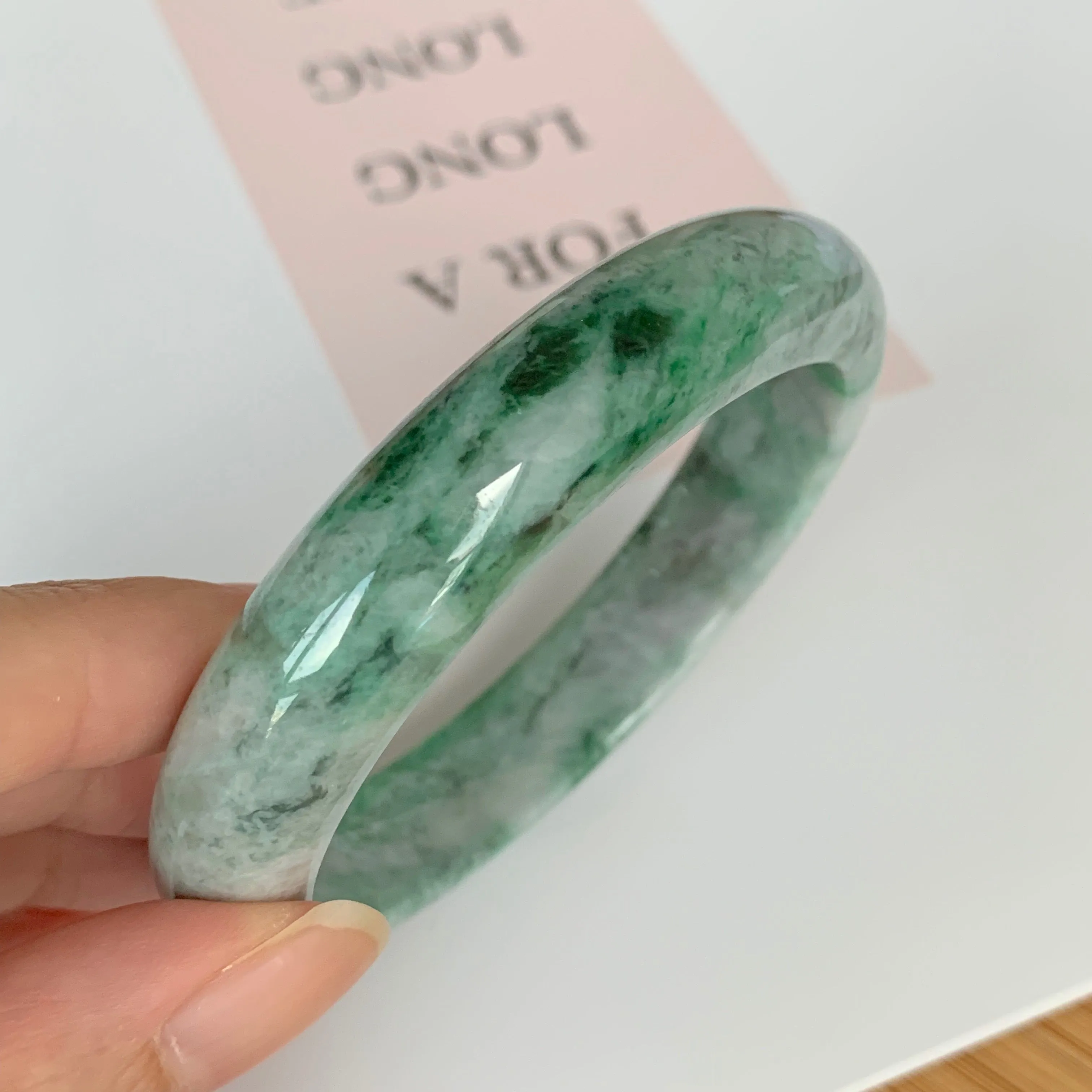 56.5mm A-Grade Natural Jadeite Modern Round Bangle No.151612