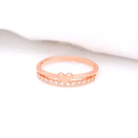 925 Rosegold Heart Cluster Promise Ring