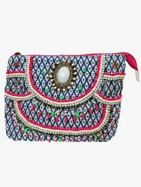 Amber Rose Crochet Embellished Makeup Bag