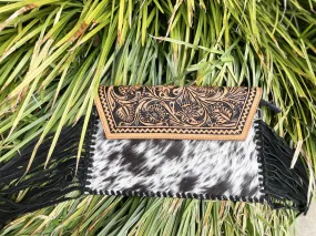 American Darling Black and White Tooled Purse