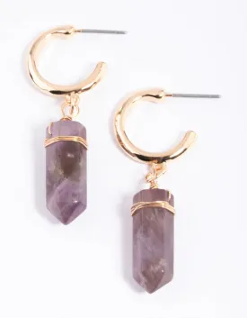 Amethyst Shard Hoop Earrings