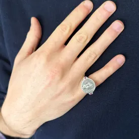 Authentic Ancient Roman Coin 2nd cent. AD Silver ring with rubies depicting Emperor Hadrian