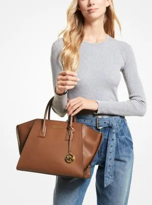 Avril Large Pebbled Leather Top-Zip Satchel