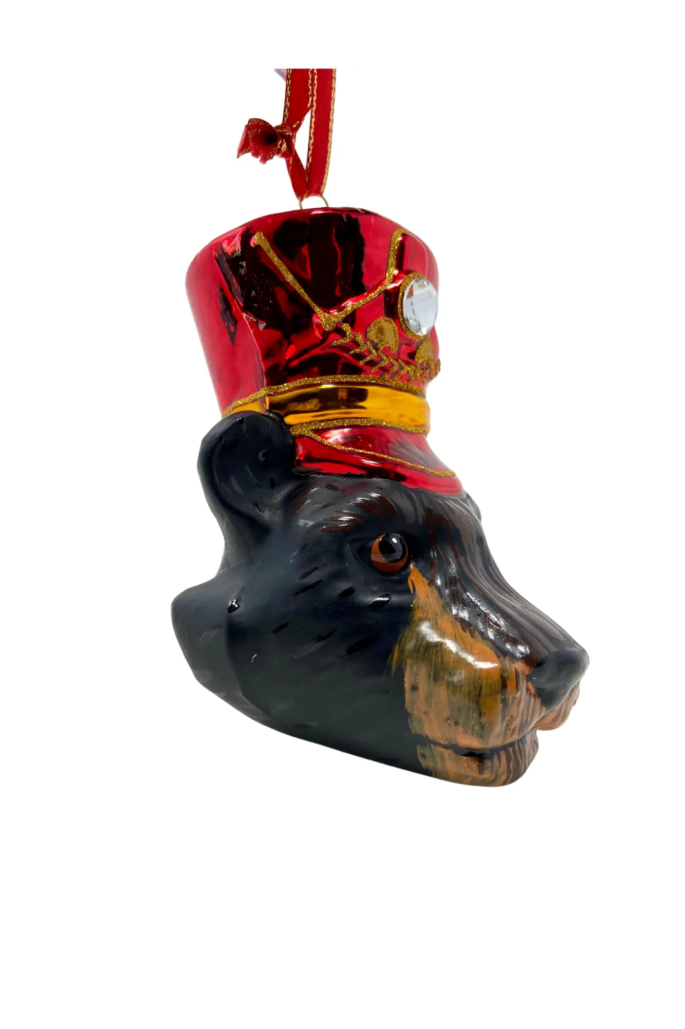 Bear Nutcracker Head Polish Glass Christmas Ornament