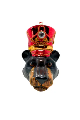 Bear Nutcracker Head Polish Glass Christmas Ornament