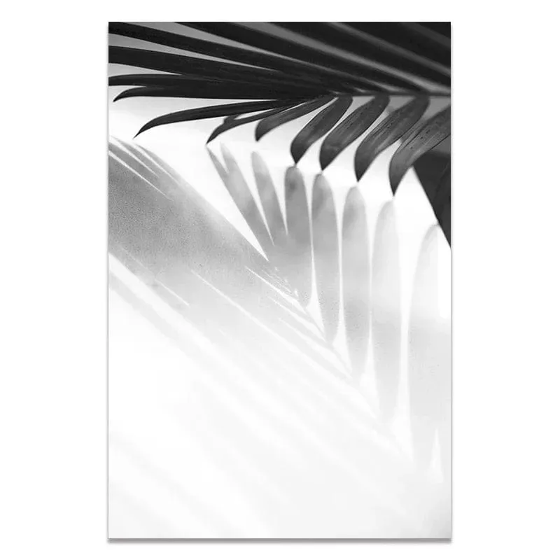 Black and White Seascape Surfing Canvas Print | Beach Girl Surfboard Painting | Tropical Palm Landscape Wall Art for Home Décor