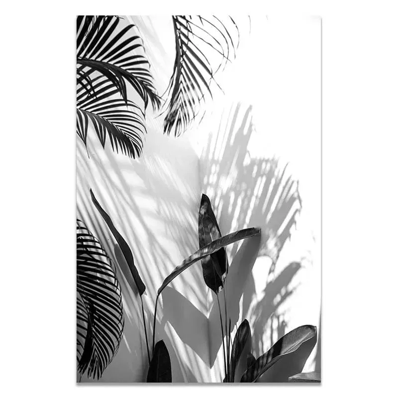 Black and White Seascape Surfing Canvas Print | Beach Girl Surfboard Painting | Tropical Palm Landscape Wall Art for Home Décor