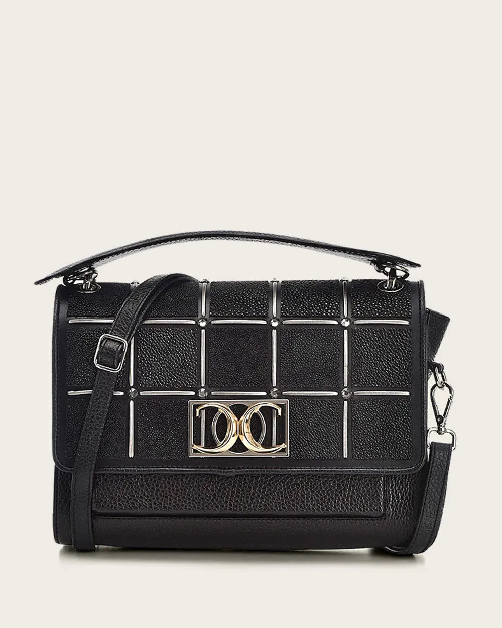 Black flap handbag