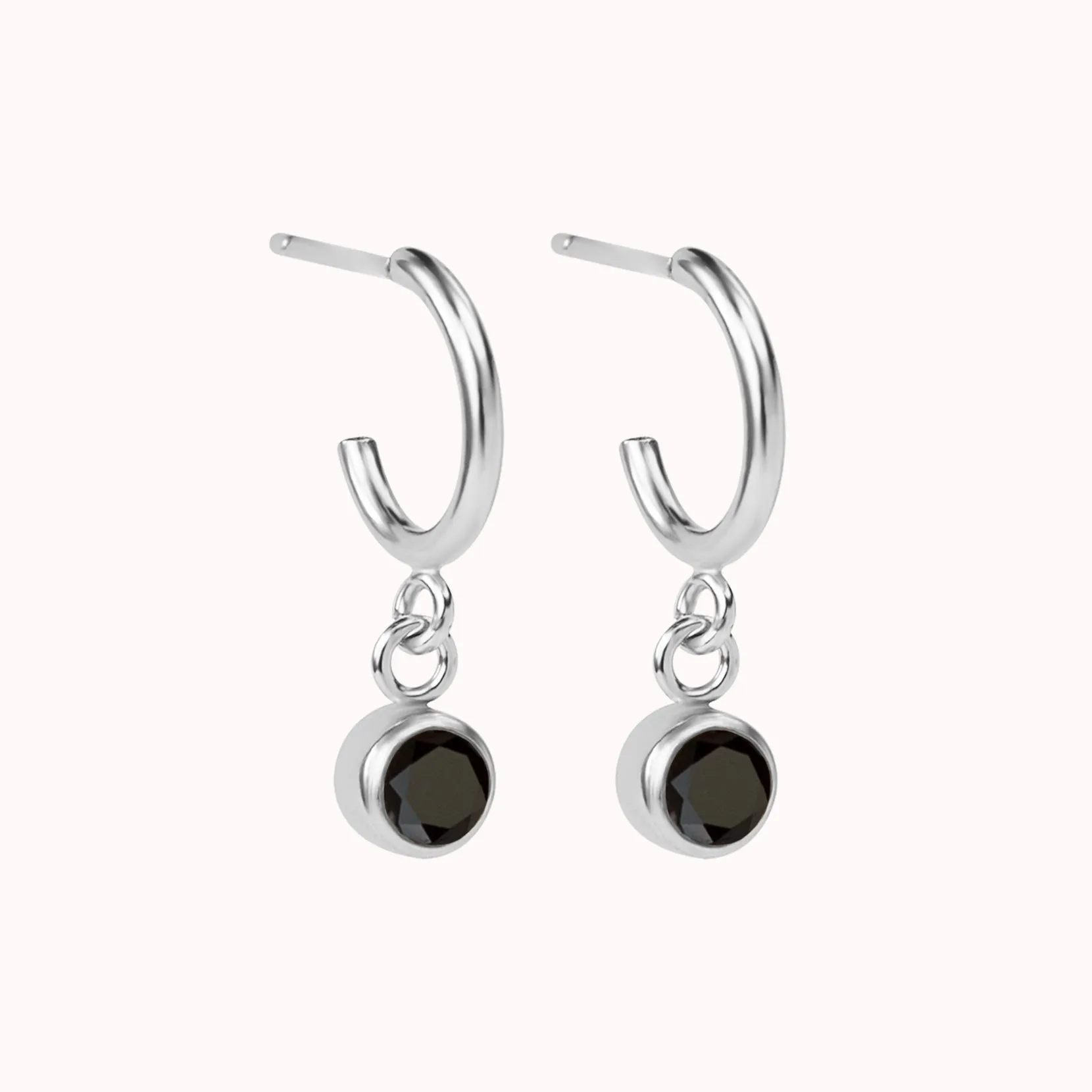 Black Onyx Hoop Earrings