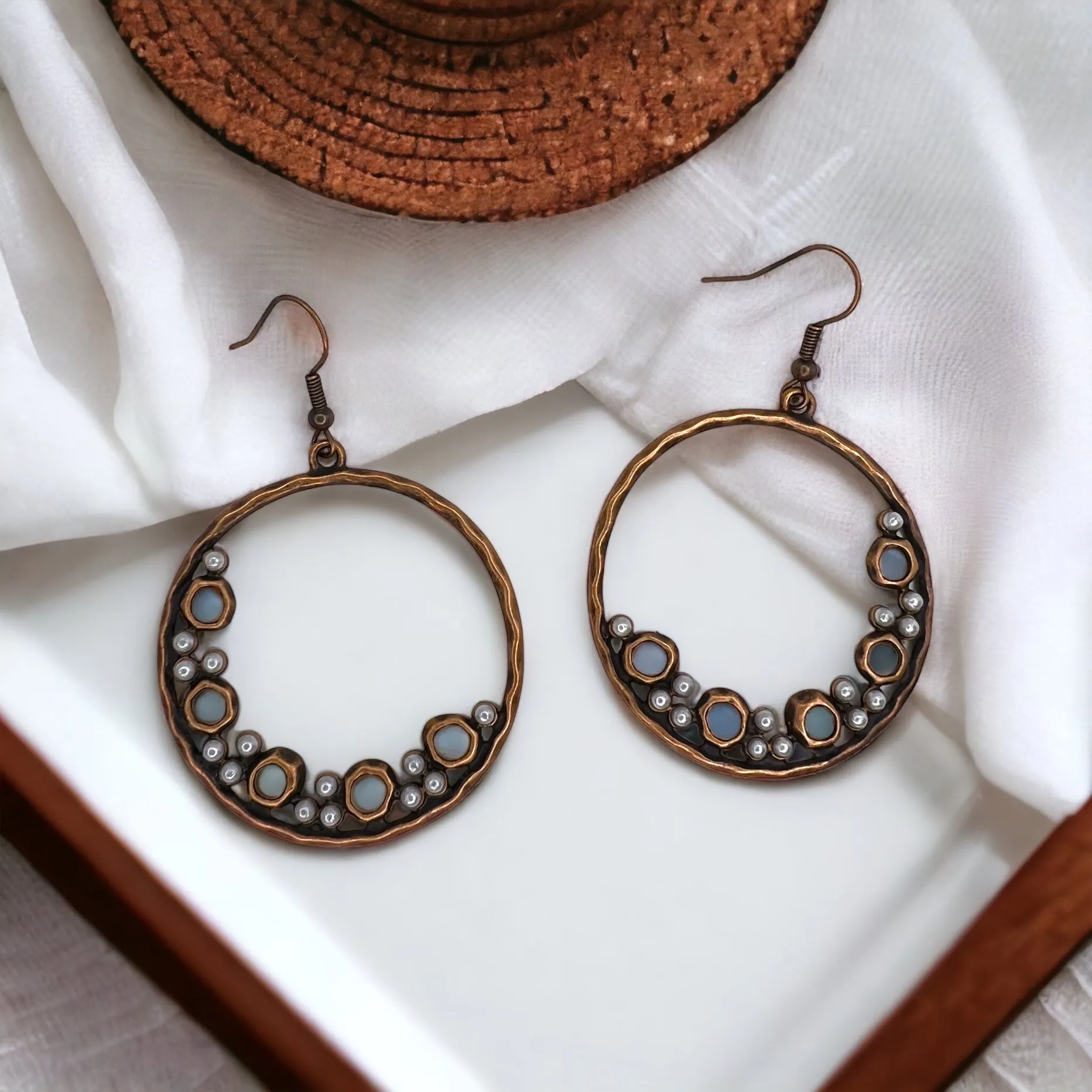 Boho Hoop Earrings - Boho Chic Earrings, Bronze Earrings, Bohemian Accessories, Boho Chic