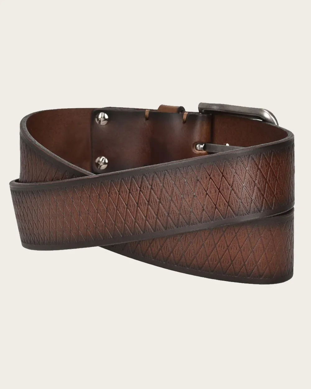 Brown engraved exotic Belt