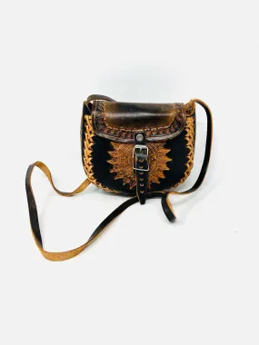 Brown/Tan Tooled Leather Purses Crossbody Purse