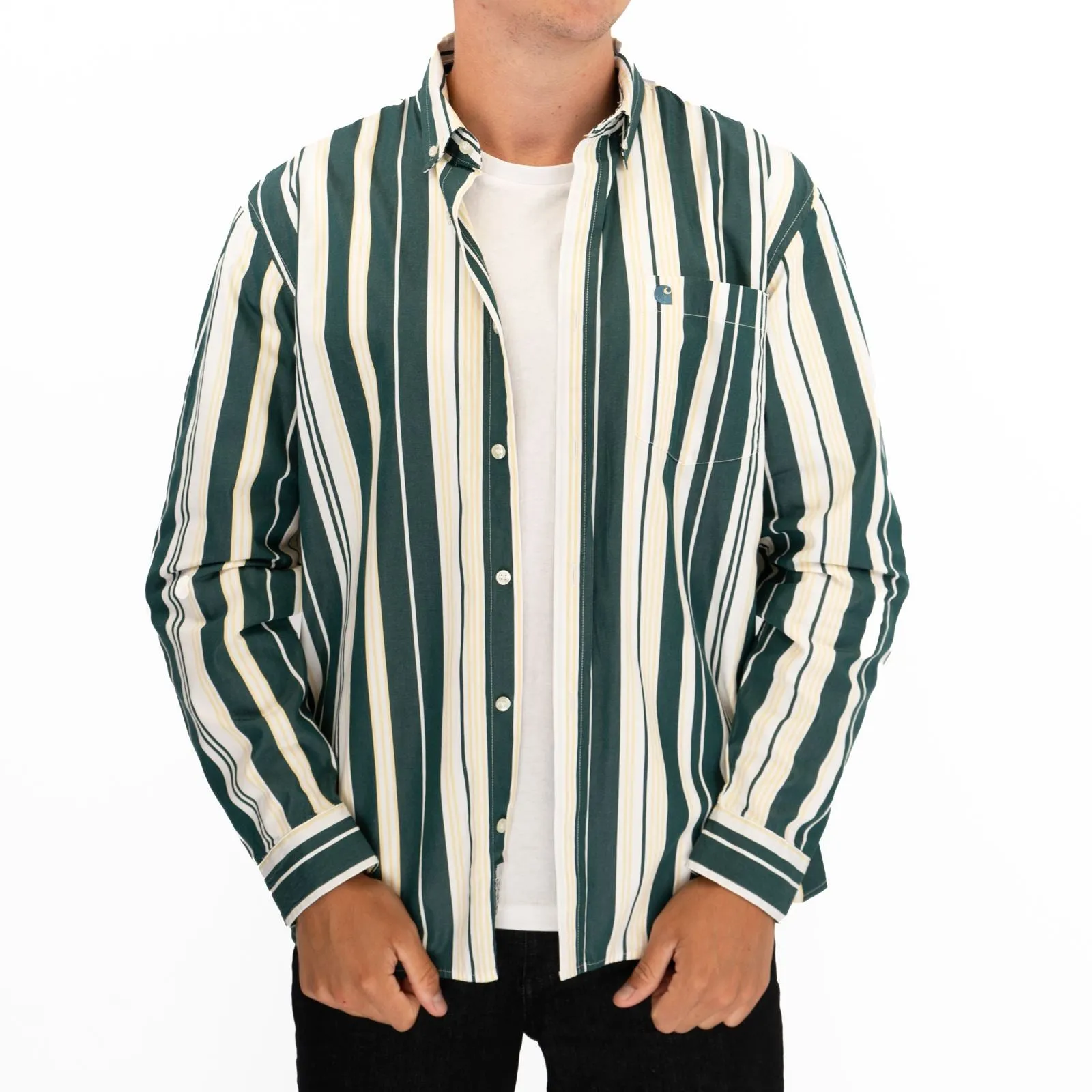 Carhartt WIP Men Long Sleeve Green Romero Shirt