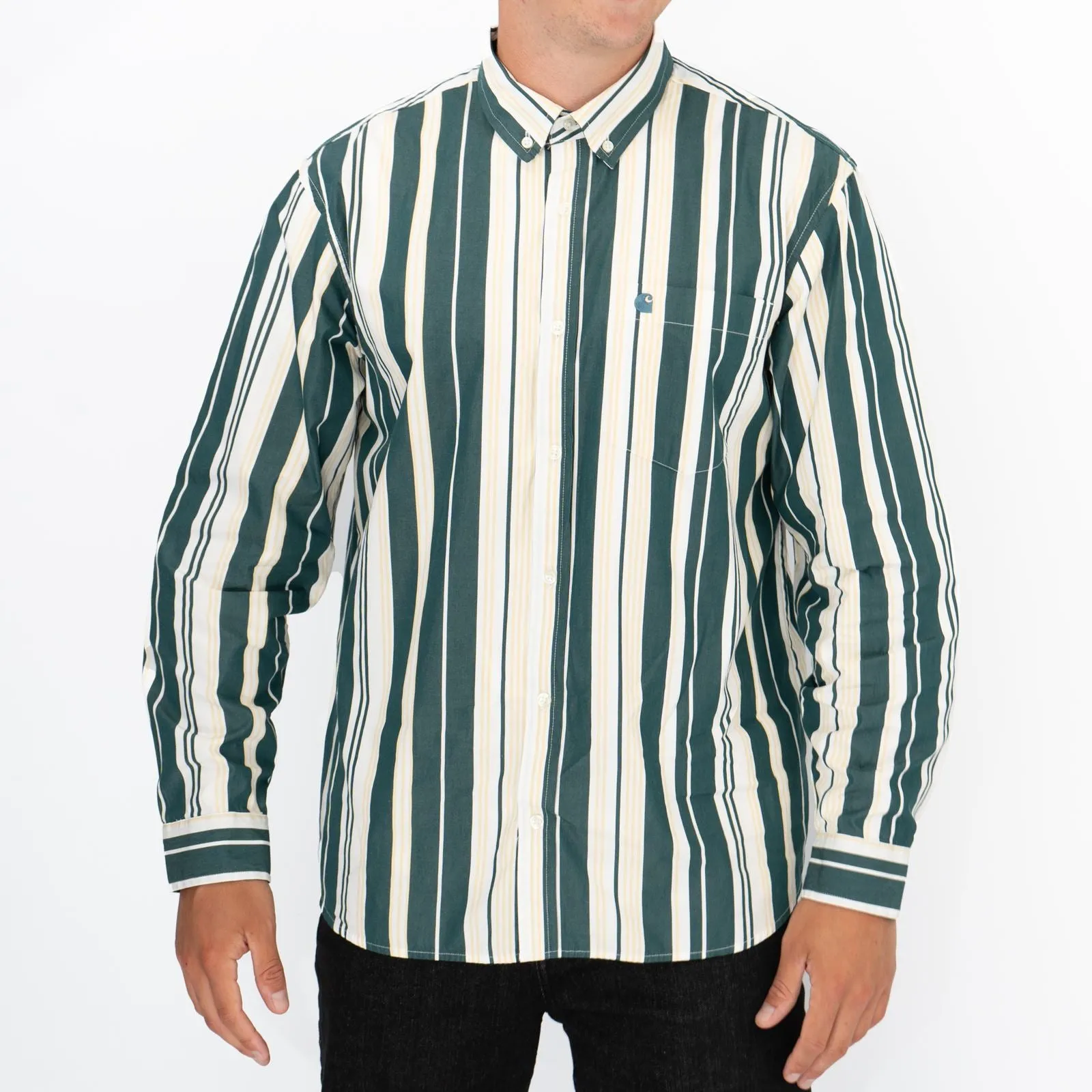 Carhartt WIP Men Long Sleeve Green Romero Shirt