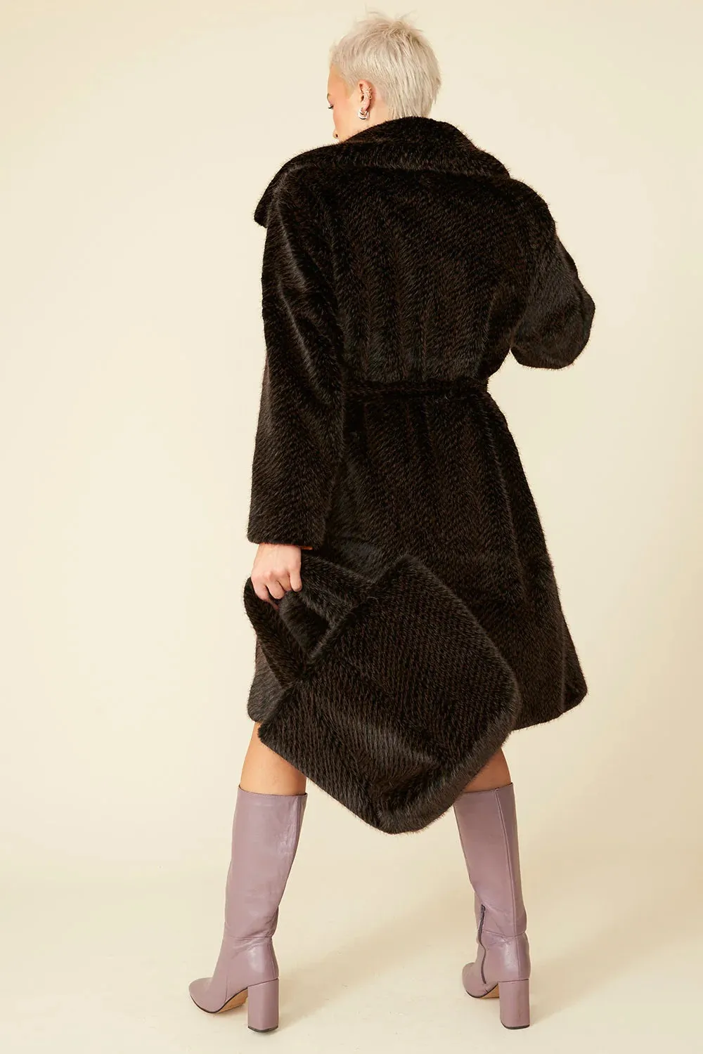 Chocolate Faux Fur Maxi Coat