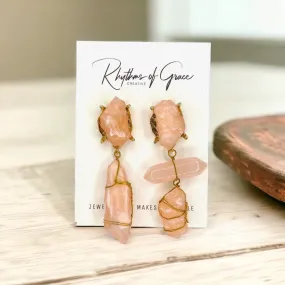 Crystal Earrings, Easter Accessories, Gemstone Earrings, Peach Earrings, Handmade Earrings, Geode, Crystal Accessories, Goddess Earrings