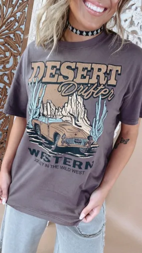 Desert Drifter Oversized Graphic Tee, Brown