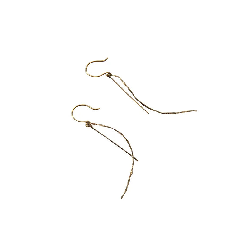 Duo Short bar 10K real gold earrings