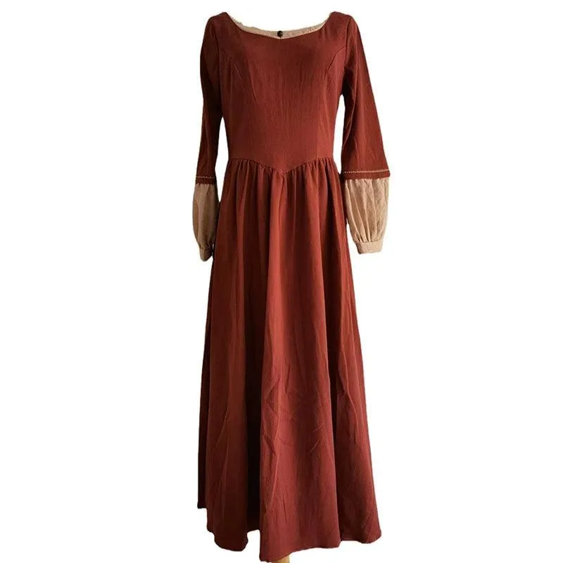 Elise Long Sleeve Dress Vintage Elegant Original Design O-Neck Red Retro Manor Cinderella Dress