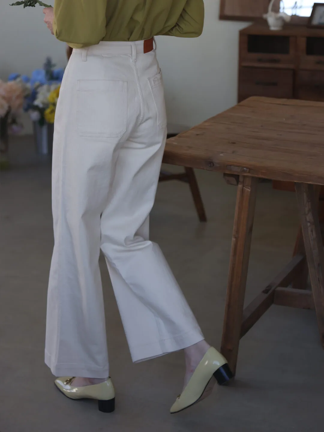 Felicia Vintage Inspired White Straight Jeans