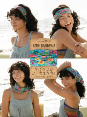 Full Boho Bandeau® Headband - Teal Folk Flower