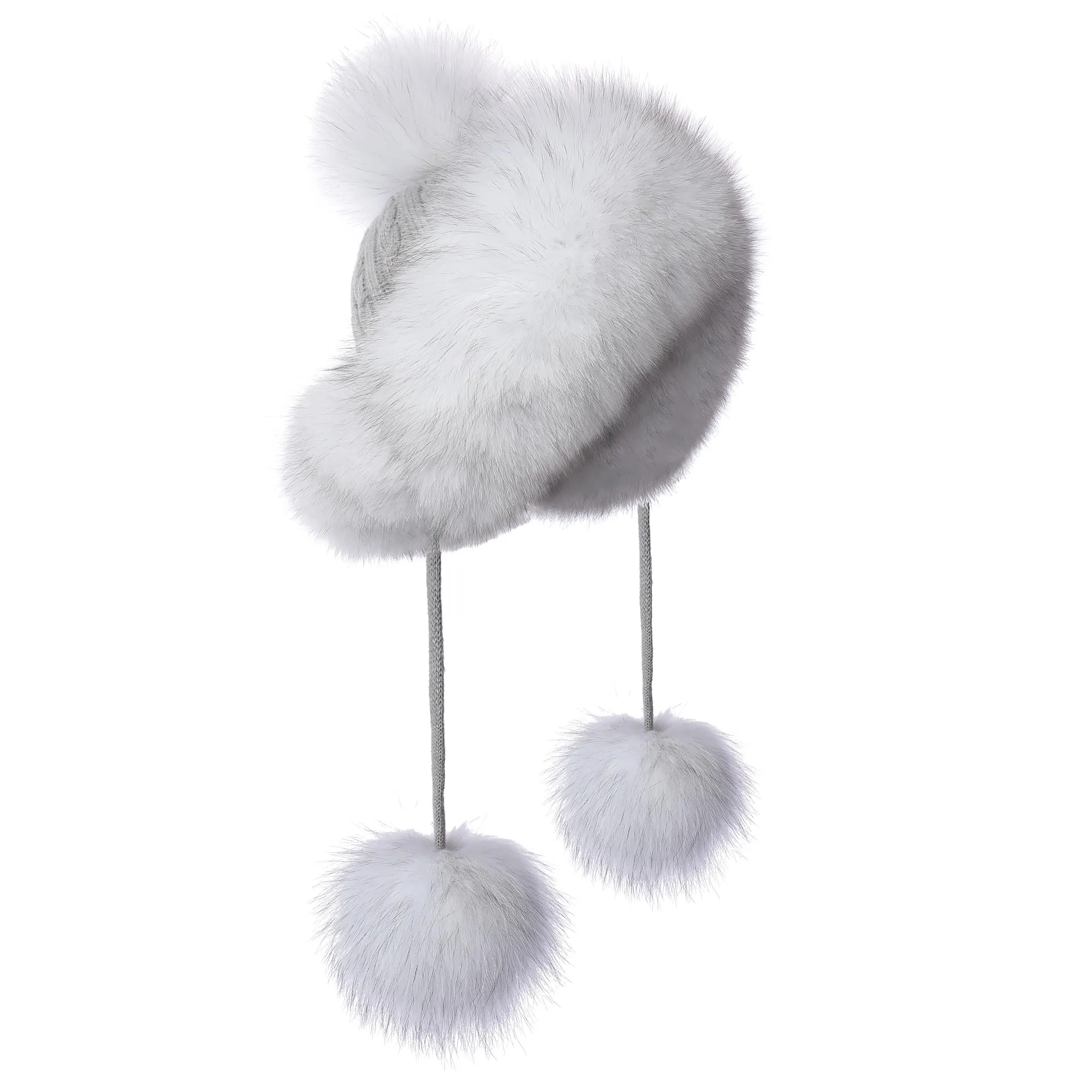 FUR STORY Winter Women's Fur Hat Knitted hat Snow Cap Ear Protector Cap Fur Millinery Warm Hat 21619