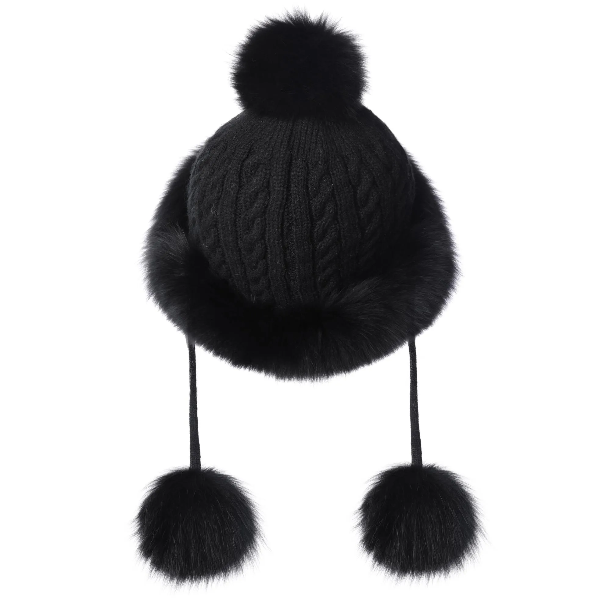 FUR STORY Winter Women's Fur Hat Knitted hat Snow Cap Ear Protector Cap Fur Millinery Warm Hat 21619