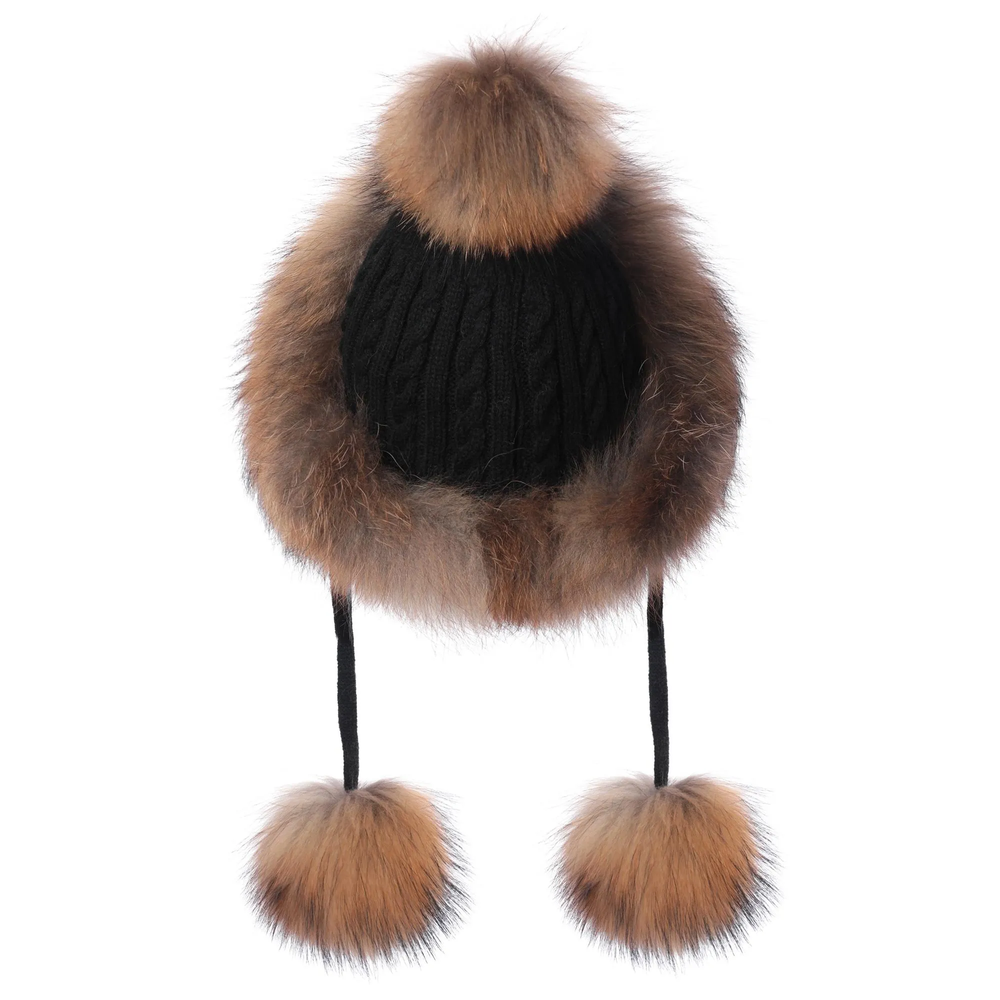 FUR STORY Winter Women's Fur Hat Knitted hat Snow Cap Ear Protector Cap Fur Millinery Warm Hat 21619