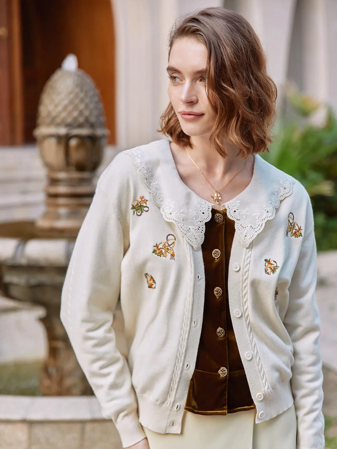 Kamila Floral Handmade Embroidery Knit Cardigan