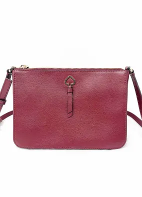 Kate Spade Size Maroon Saffiano Leather Designer Crossbody Purse