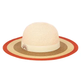 Kids Paperbraid Sun Hat with Retro Striped Brim