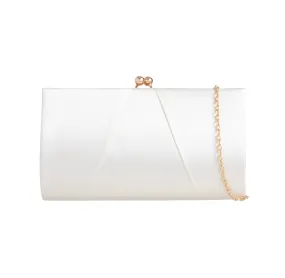 Koko Ivory Small Satin Clip Top Clutch