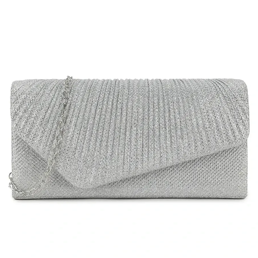 Koko Y3079 Silver Glitter Clutch Bag Silver