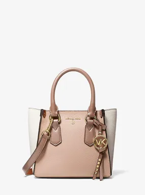 Kris Small Color-Block Pebbled Leather Satchel