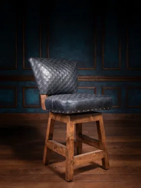 Lavish Navy Leather Bar Stool