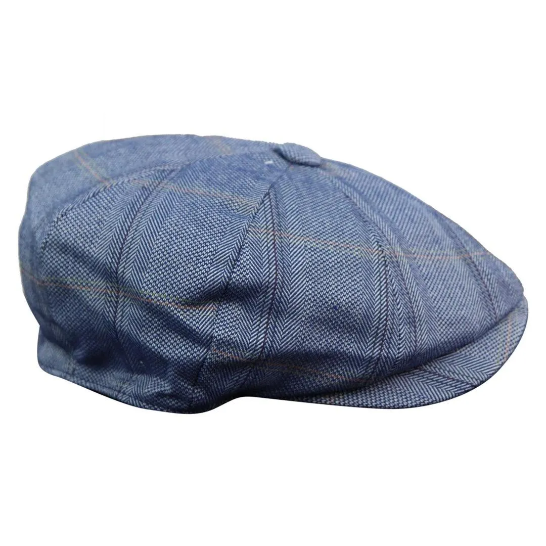 Mens 8 Panel Button Hat Flat Cap Newsboy Baker Boy Check Hat Tweed Blinders