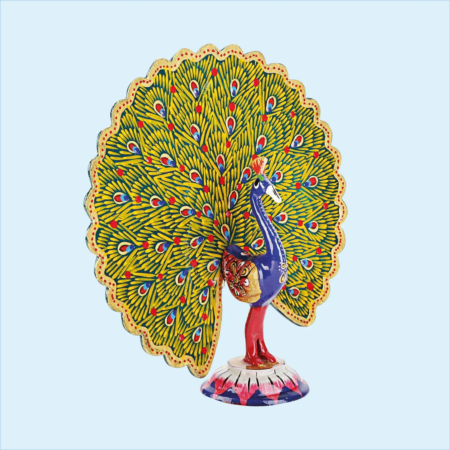 Metal Enamel Handpainted Dancing Peacock Big 7 in