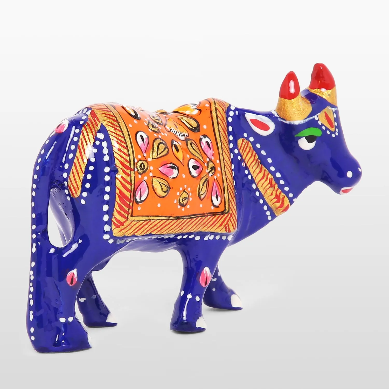 Metal Enamel Handpainted Standing Cow 3 in