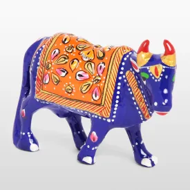 Metal Enamel Handpainted Standing Cow 3 in