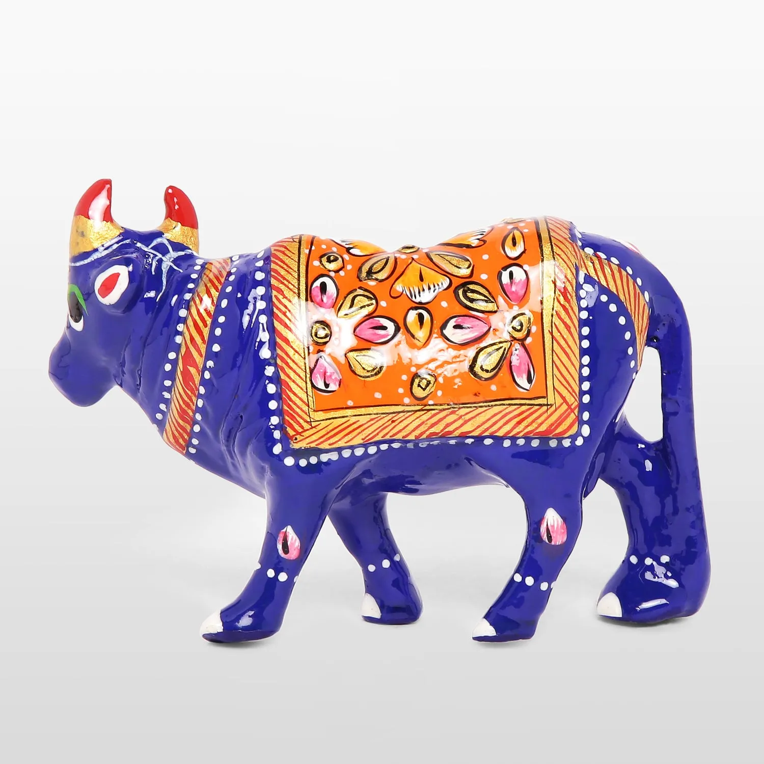 Metal Enamel Handpainted Standing Cow 3 in