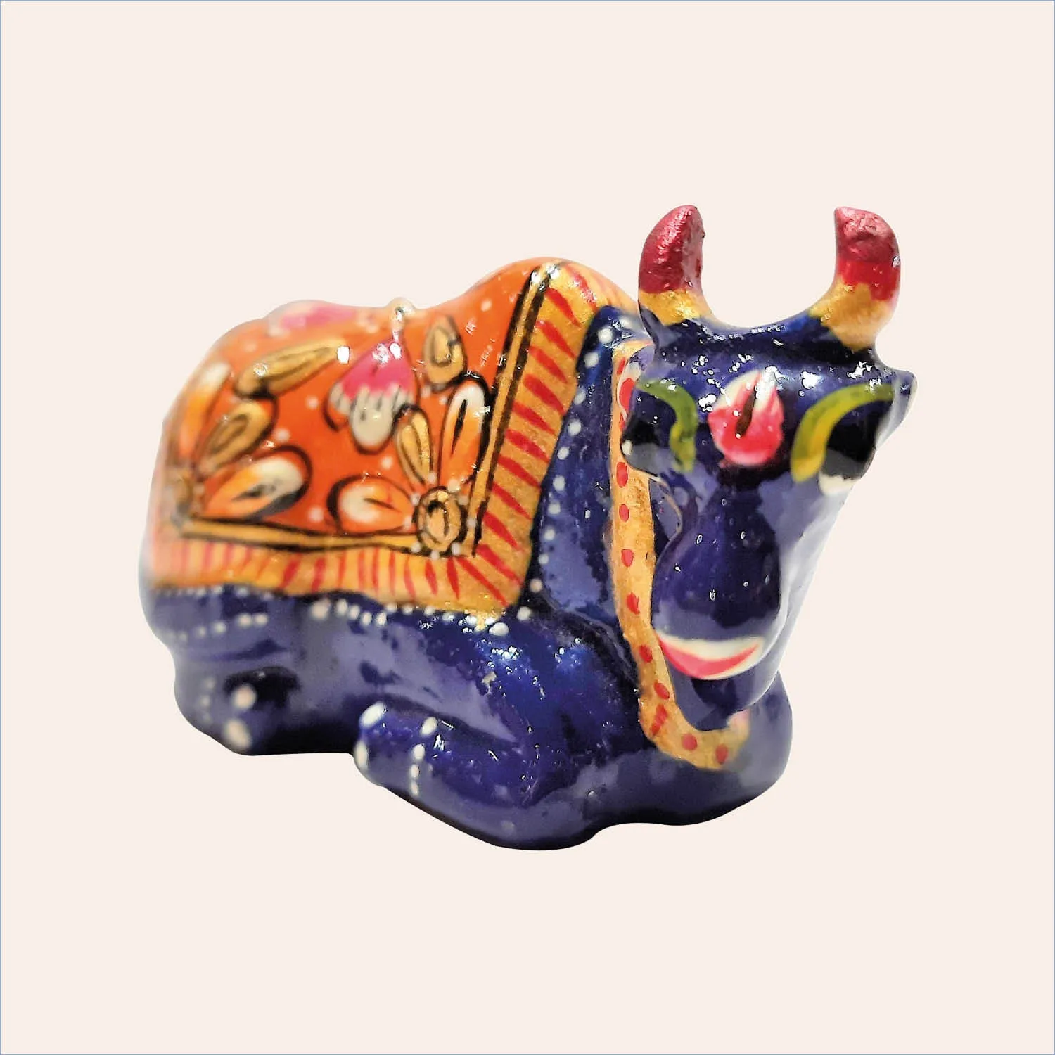 Metal Enamel Sitting Cow 2 in