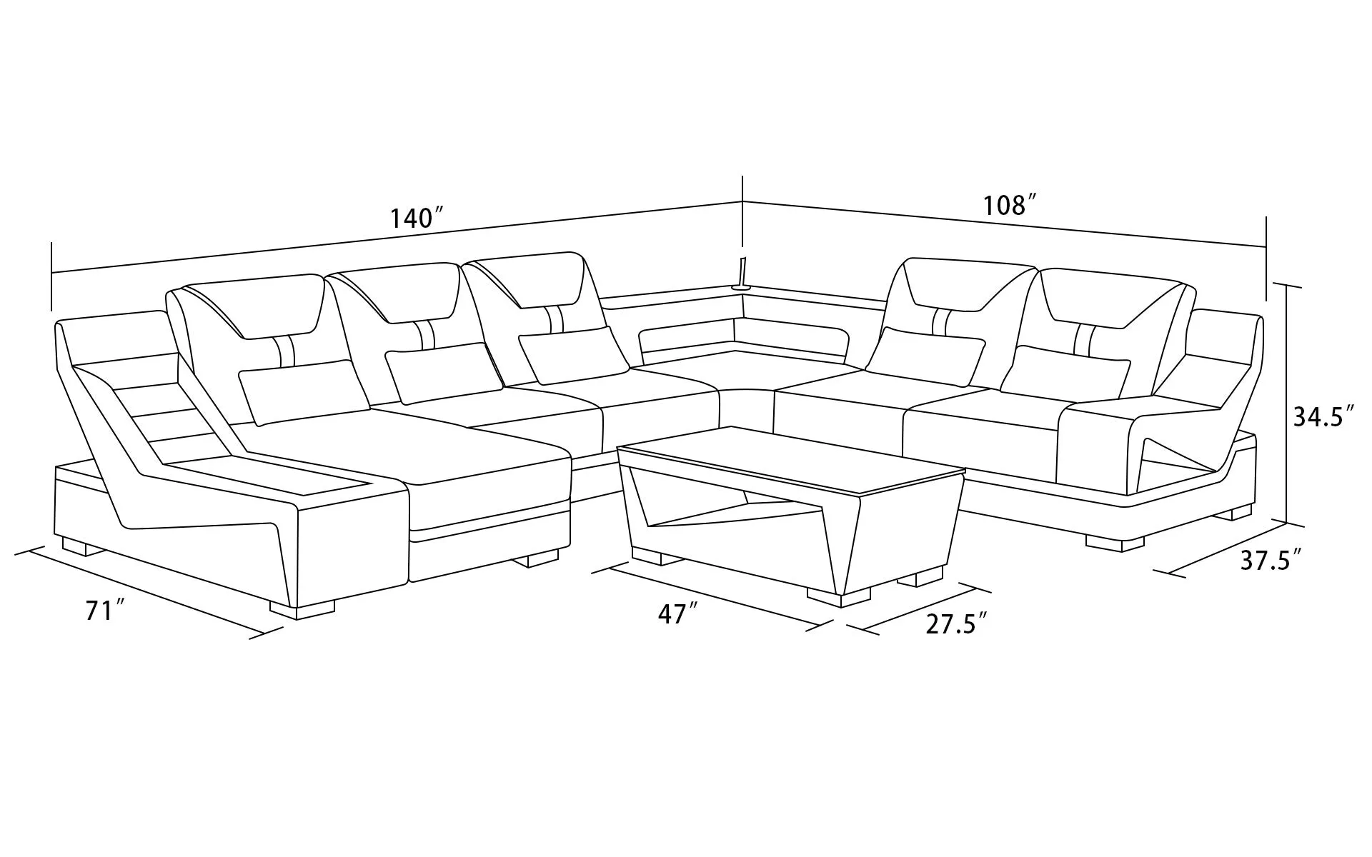 Odyssey Modern Leather Sectional