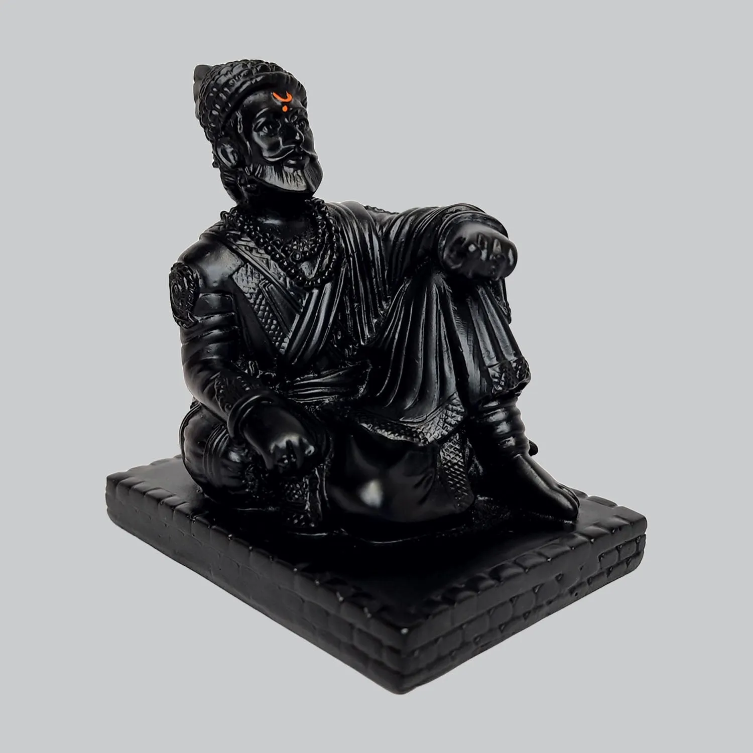 Resin Shivaji Maharaj Sitting on Base 3.5 in