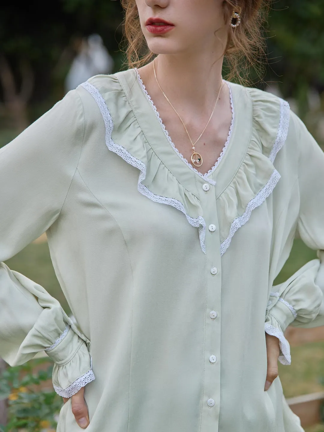 Rosario V-Neck Ruffle Blouse