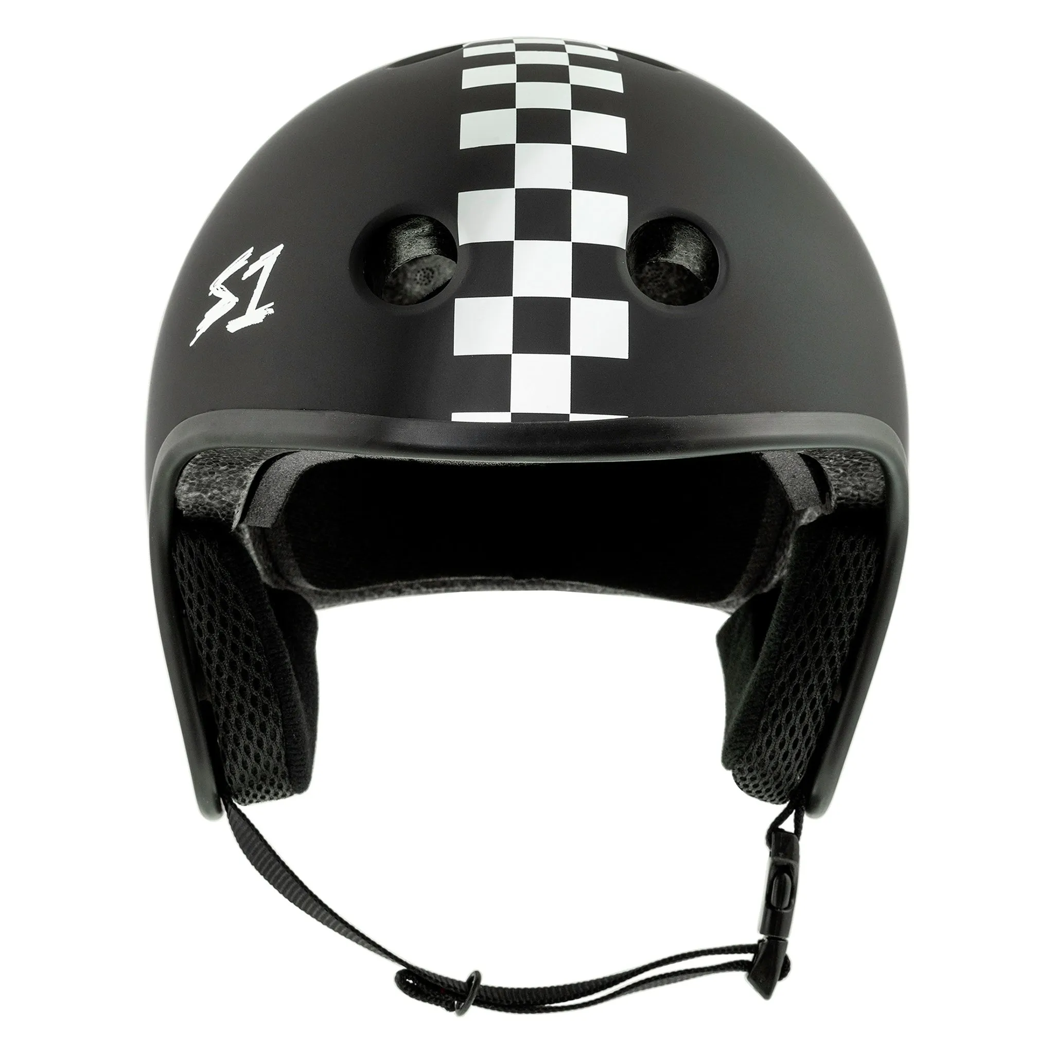 S1 Retro Lifer Helmet - Black Matte W White Checkers