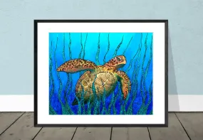 Sea Grass Turtle Print